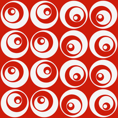 Poster - Red hypno circles. White in one looks like eyes or disguise. Vector.