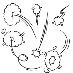 Wall Mural - Effect of comic speed. Funny cloud of movement. Bubble cloud. Track and trace. Cartoon black and white illustration. Set of Funny smoke and steam.