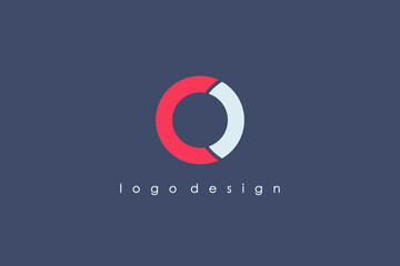 Leinwandbilder - Abstract Initial Letter C an O Linked Logo. Red and White Circular Rounded Cutout Style isolated on Blue Background. Usable for Business and Technology Logos. Flat Vector Logo Design Template Element.
