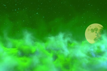 Wall Mural - magic heaven with moon with lights bokeh effect creative abstract background for creation purposes