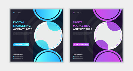 Wall Mural - digital marketing agency social media post design templates for corporate business, online webinars 
