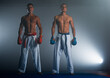 © qunica.com - The two judokas fighter posing in gym