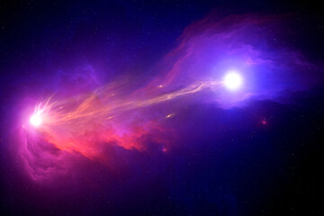 Wall Mural - interaction between the space fields from the two stars