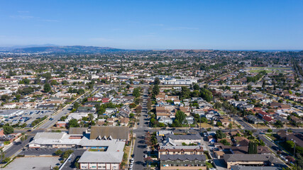 Wall Mural - Aerial view of downtown center of Alhambra, California.