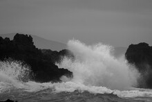 Waves Crushing On Rocks