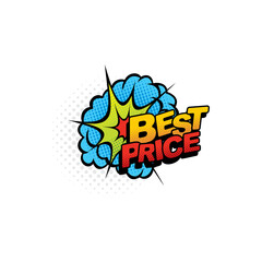 Poster - Best price special offer comic bubble dollar sign isolated color tag. Vector boom bang halftone cloud blust and bubble explosion. Advertising sale tag, limited advert promo price, typography sticker