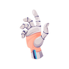 Poster - hand of robot cyborg, artificial machine arm, vector future tech and cyber technology. cyborg hand o