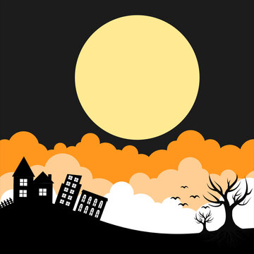 Happy Halloween day with cloud on black background.