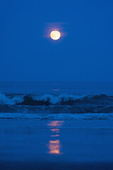 Wall Mural - full moon rises over the atlantic ocean