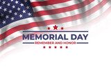 Fototapeta Sawanna - Memorial day card with flag and text