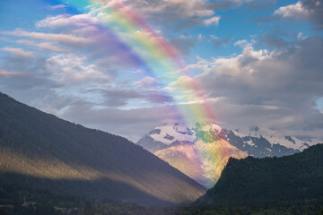 Wall Mural - landscape with majestic mountains and rainbow