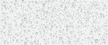 Condensation Water Drops On Transparent Background. Rain Droplets With Light Reflection On Window Or Glass Surface, Abstract Wet Texture, Pure Aqua Blobs Pattern, Realistic 3d Vector Illustration