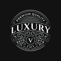 Vintage luxury badge logo template. Suitable for whiskey, alcohol label, beer, shop signage.