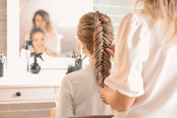 Sticker - Hairdresser working with client in beauty salon