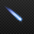 Falling star or meteor with gas tail, realistic vector illustration isolated.