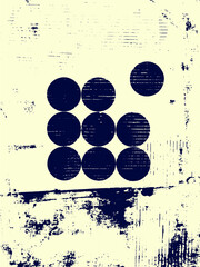 Poster - Abstract grunge vector background. Monochrome handcrafted geometric composition of irregular graphic elements.