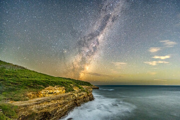 Wall Mural - Milky Way rising on the coast