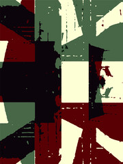 Poster - Abstract grunge vector background. Color handcrafted geometric composition of irregular graphic elements.