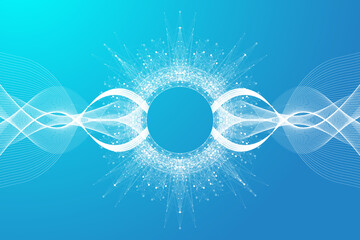Poster - Science information banner template background for your presentation, posters, flyer, brochure, book cover, banners. Scientific or chemistry concept. Scientific vector illustration.