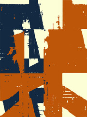 Poster - Abstract grunge vector background. Color handcrafted geometric composition of irregular graphic elements.