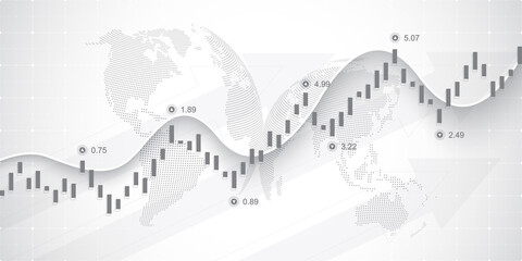 Poster - Stock market and exchange. Business Candle stick graph chart of stock market investment trading. Stock market data. Bullish point, Trend of graph. Vector illustration