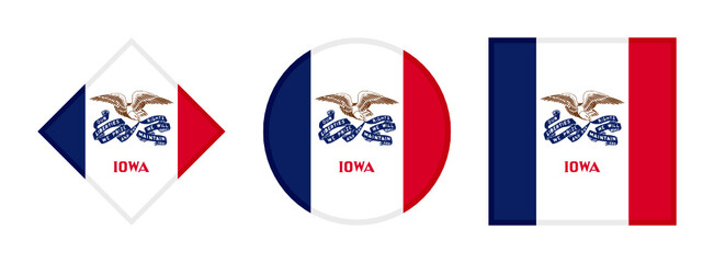 Wall Mural - iowa  flag icon set. isolated on white background	
