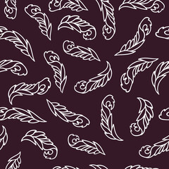 Wall Mural - elegant seamless pattern with abstract leaves design elements.ethnic white color doodle texture.simp