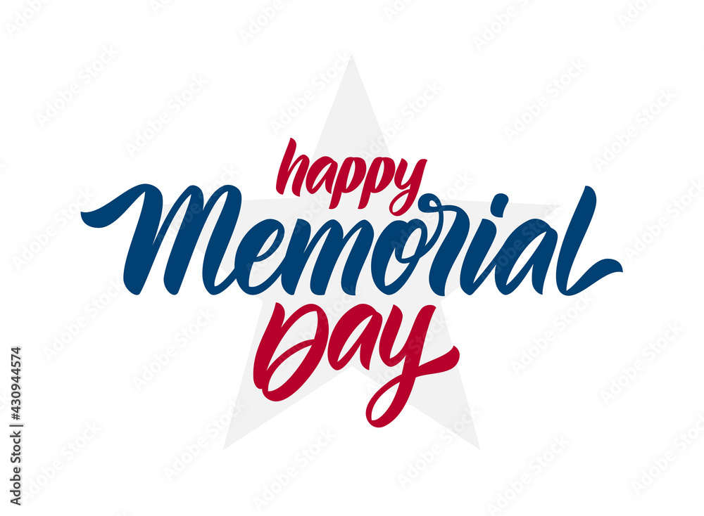 Vector Calligraphic lettering of Happy Memorial Day with star on white ...