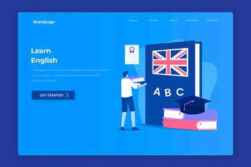 Wall Mural - English lesson illustration landing page. Illustration for websites, landing pages, mobile applications, posters and banners.