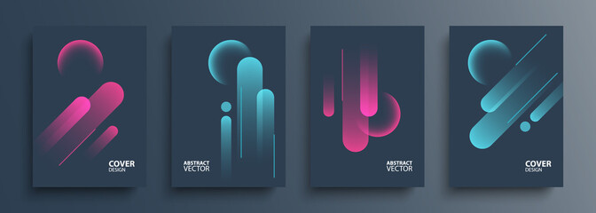 Leinwandbilder - Cover templates set with vibrant dynamic lines and glossy spheres. Futuristic abstract backgrounds for your creative graphic design. Vector illustration.