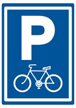 Parking Lot, Bicycle, Road Sign, Vector Icon