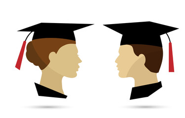 Graduation student profile vector colorful illustration isolated