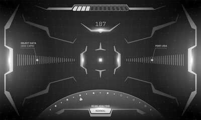 Poster - vr hud interface cyberpunk screen black and white design concept. futuristic sci-fi virtual reality 