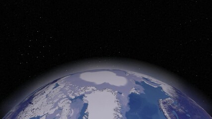 Wall Mural - Blue Earth revolves around its axis on a black background in 3d. View our planet from outside.