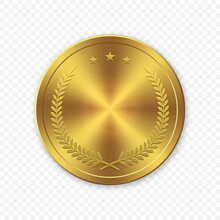 Vector 3d Realistic Gold Blank Coin Isolated