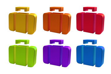 Wall Mural - colorful suitcase icon and luggage on isolated white background.