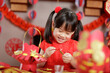 young chinese girl making traditional chinese 