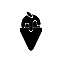 Poster - Gelato black glyph icon. Frozen custard. Cooling pistachio treat for summer days. Italian origin. Milk and cream mixture. Dairy dessert. Silhouette symbol on white space. Vector isolated illustration