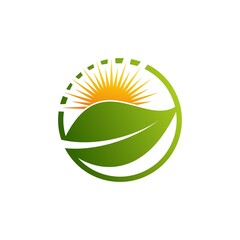 Logo of green leaf ecology nature element vector