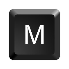 Fototapete - Black computer keyboard key Letter M. Button icon vector illustration. 