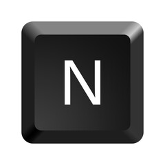 Fototapete - Black computer keyboard key Letter N. Button icon vector illustration. 