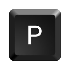 Fototapete - Black computer keyboard key Letter P. Button icon vector illustration. 