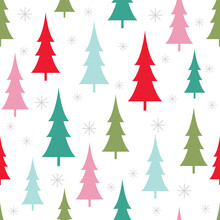 Colorful Christmas Tree Seamless Pattern Design