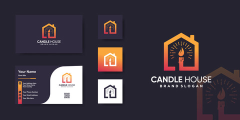 Candle house logo template with unique concept Premium Vector