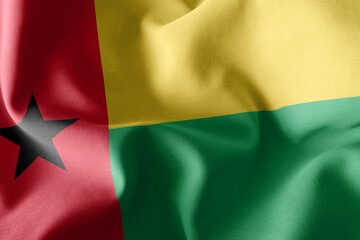 3D rendering illustration closeup flag of Guinea-Bissau. Waving