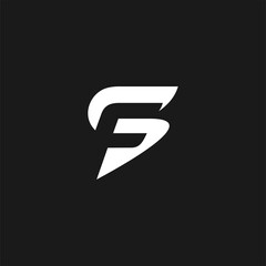 Poster - Initial Letter S and F Combination with Negative Space Style Concept Logo Design Isolated on Black Background.