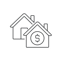 Poster - House sale agreement with money linear icon. Real estate. Thin line customizable illustration. Contour symbol. Vector isolated outline drawing. Editable stroke