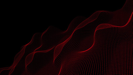 Poster - Abstract digital background. Futuristic wave of dots and weave lines. Digital technology. 3d rendering.