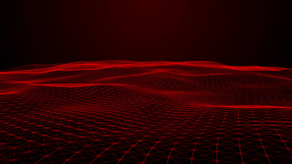 Poster - Big data visualization. Abstract  wave. Digital background.  3d rendering.