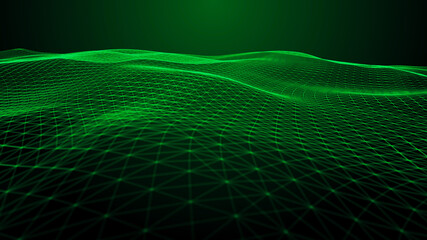 Poster - Big data visualization. Abstract  wave. Digital background.  3d rendering.